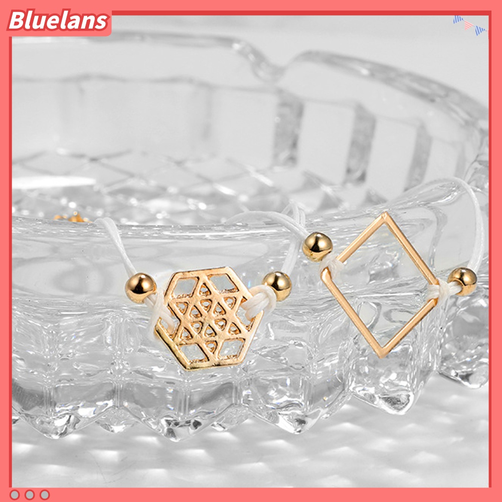 6pcs / Set Gelang Bangle Charm Hati Panah Hexagon Gaya Etnik Untuk Wanita