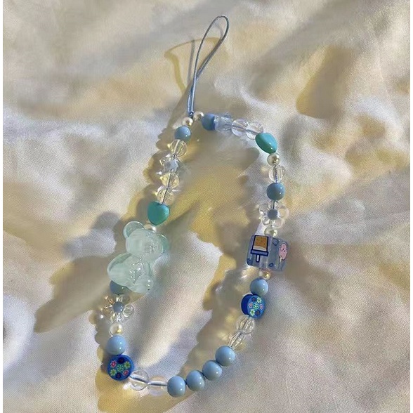 Tali Lanyard Gelang Gantungan Kunci Hias Mutiara Warna-Warni Anti Jatuh Untuk Case Hp Universal