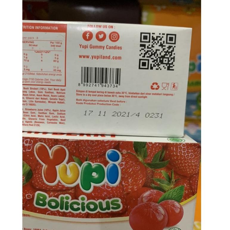 

Harga Grosir Yupi Bolicious Strawberry 1 box isi 24 pcs ✪