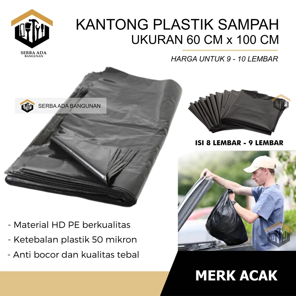 Plastik Sampah | Kantong Plastik Sampah Hitam Jumbo | Plastik Packing Besar Uk. 60 x 100 | 90 x 120