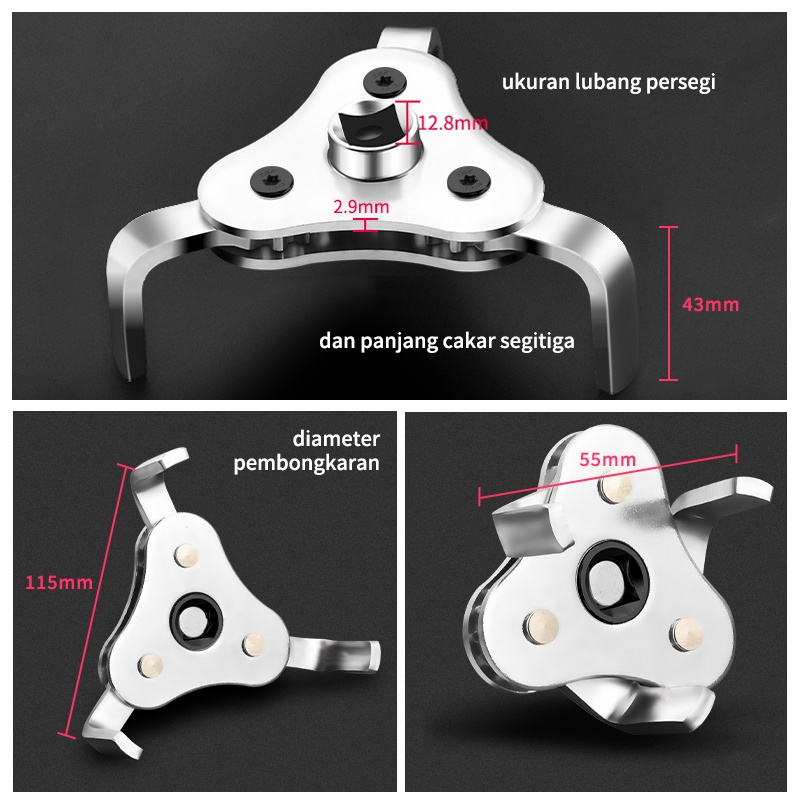 ISKU Kunci Filter Oli Universal 1/2'' Dan 3/8'' Two Way Oil Filter 55-110mm Oil Filter Wrench