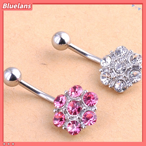 Bluelans 7 Rhinestone Round Nipple Shield Bar Belly Ring Dance Body Piercing Jewelry
