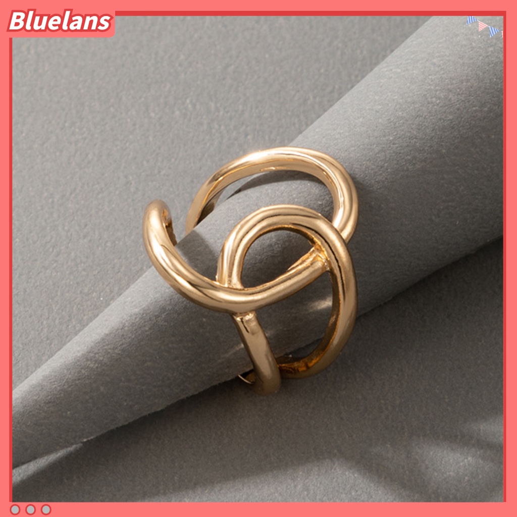 Cincin Bahan Alloy Bentuk Geometris Model Hollow Gaya Punk Untuk Kencan