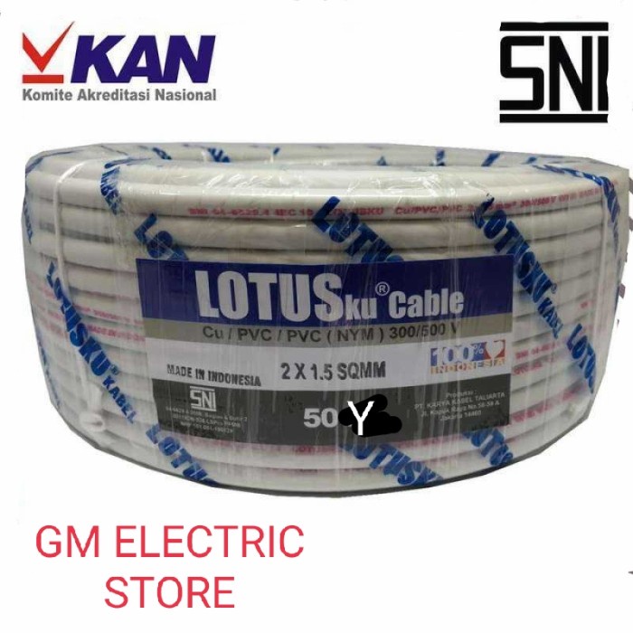 KABEL LISTRIK NYM 2x1.5mm 5OY 50M / KABEL NYM LOTUS/ KABEL KAWAT SNI LMK / LOTUS NYM 2 x 1.5 HARGA 1