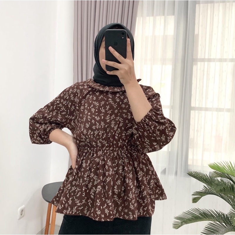 grosir_solo || BLOUSE KOREA / SESA OLLA BLOUSE LILY FLORA DAMARA / ATASAN WANITA VINTAGE KOREAN STYLE bunga bunga floral