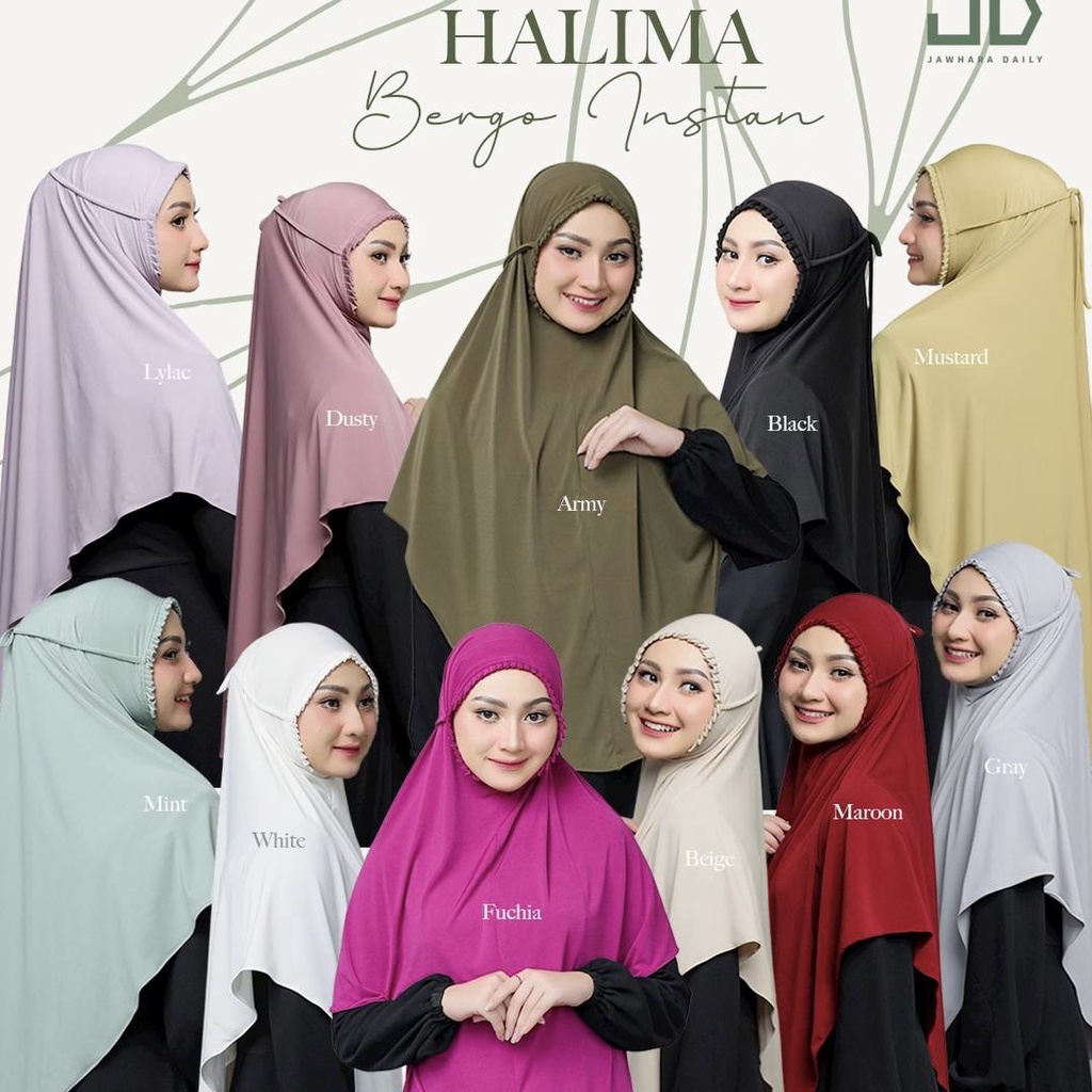 HALIMA - Bergo Instan Jawhara Syari - Khimar Jawhara Syari - Bergo Syari Premium