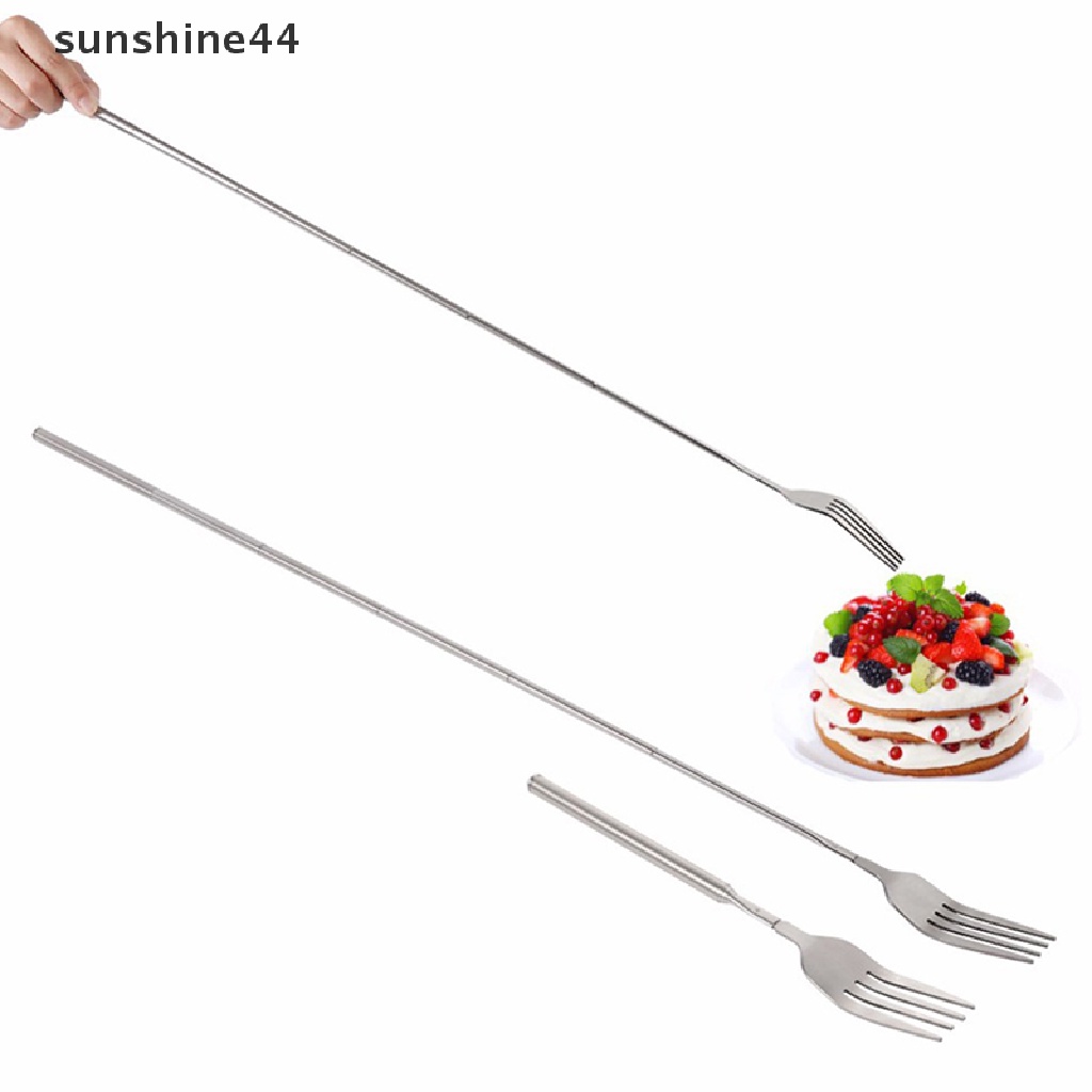 Sunshine Garpu Buah / Dessert Teleskopik Bahan Stainless Steel Warna Silver