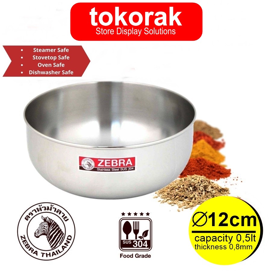 ZEBRA WATER BOWL 12 CM 111012- MANGKOK KOBOKAN - MANGKOK STAINLESS