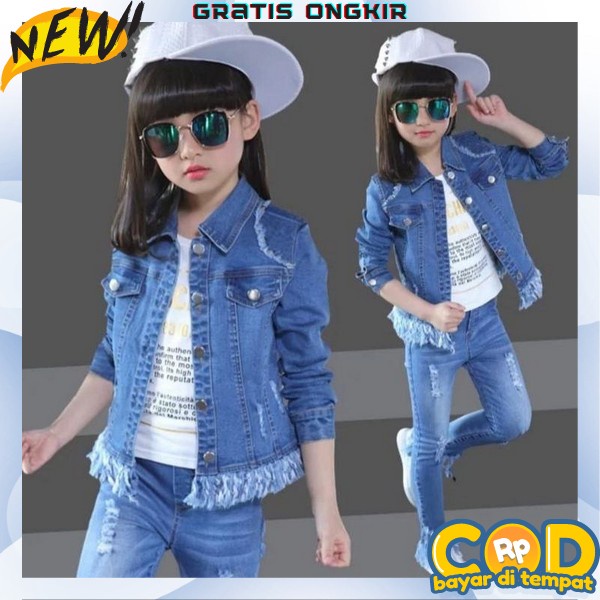 Jaket Jins Anak Perempuan Crop Jaket Anak Cewek Murah Jaket Anak Perempuan Terbaru Jacket Jins Anak 