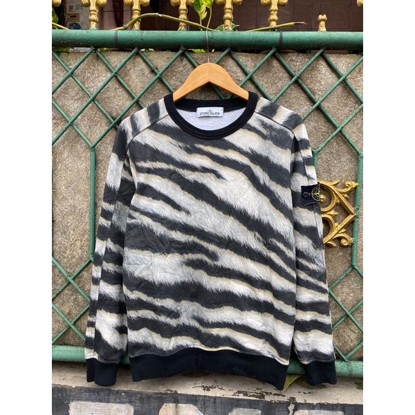 Stone Island White Camo Tiger Crewneck