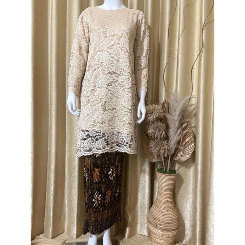 Setelan Kebaya Tunik Brokat  Alea/Kebaya Pesta/Kebaya Tunik Jumbo/Kebaya Couple