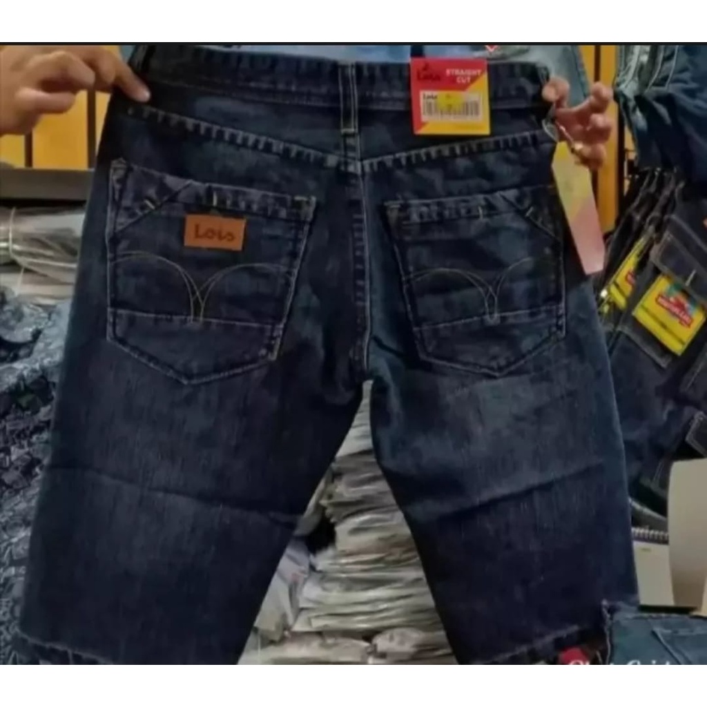 Celana Jeans Lois Pendek Pria Kualitas Premium Hitam