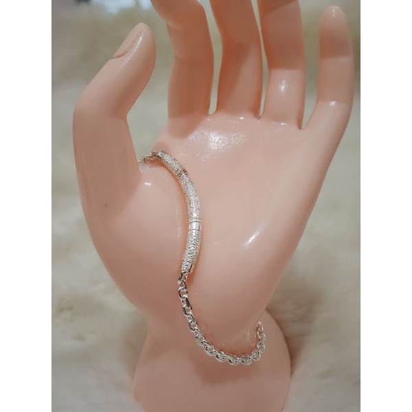 Gelang Nori bambu panjang lapis perak