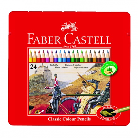 

Faber-Castell Colour Pencils in Tin Case 24L Pensil Warna Kayu 24 Warna Panjang