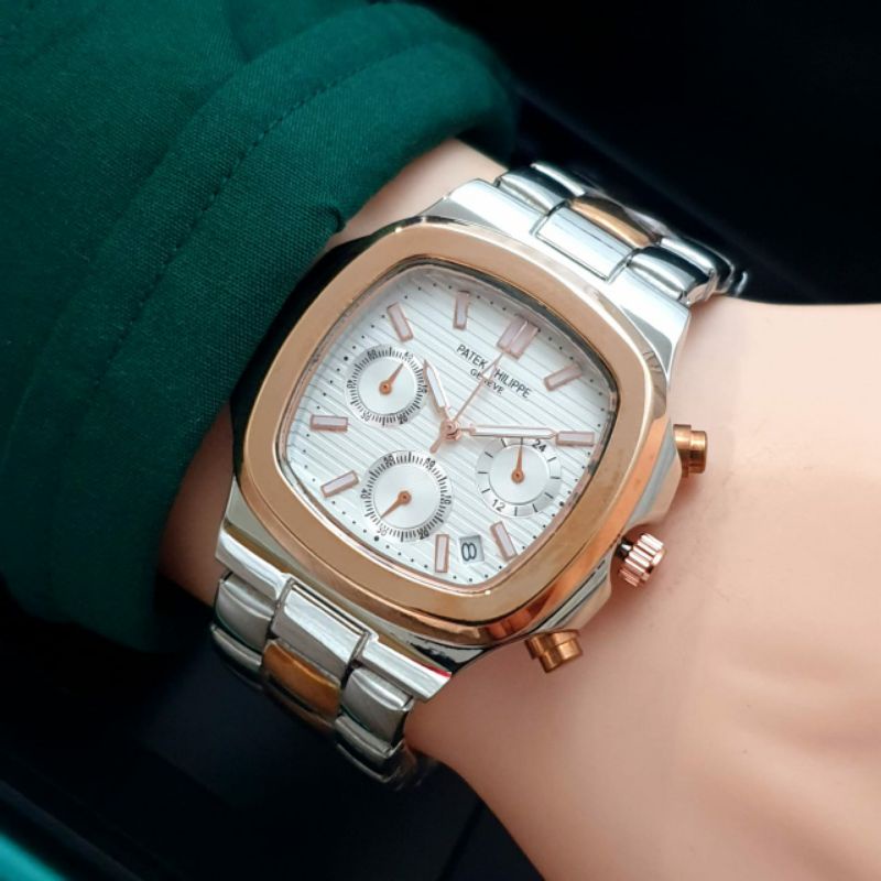 Kesukaan Pria Jam Tangan Patek Philipe Chronograph Tanggal Aktif Jam Tangan Stainliss Steel