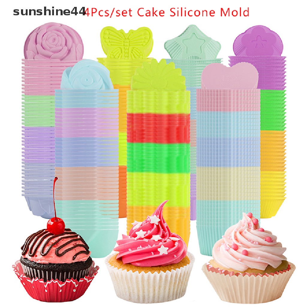 Sunshine 5Pcs Silicone Cake Mold Butterfly Muffin Cup Baking Pudding Jelly Cookies Mold .