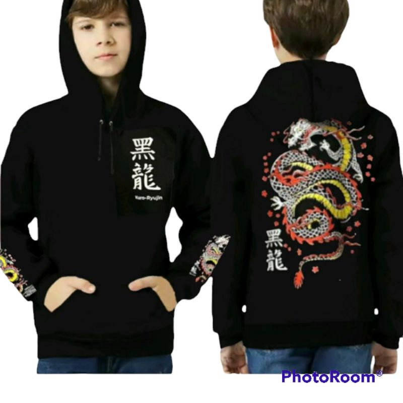 TERBARU Jaket Anak Laki Laki Motif Naga Jepang Hoodie Jepang Kuro Yujin 7 sampai 12 tahun Bayar Di T