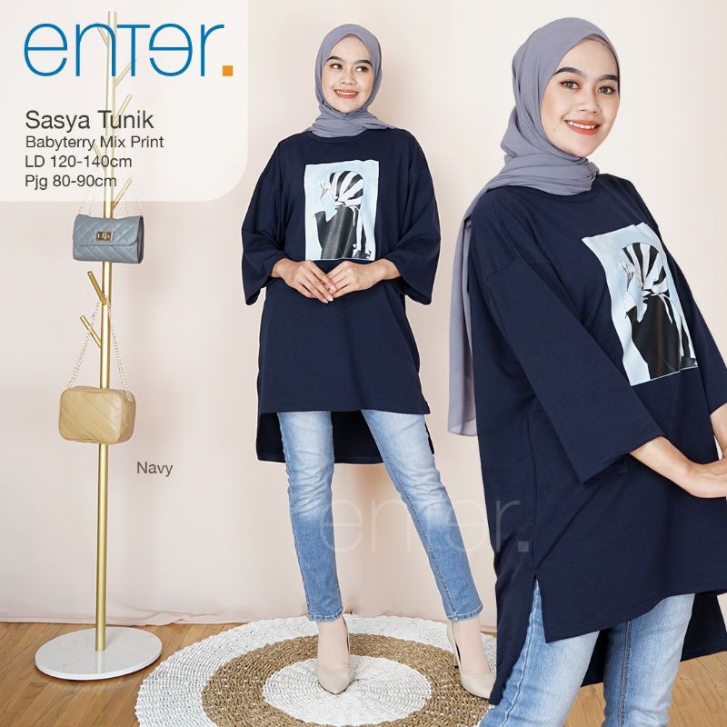 Sasya Tunik Wanita Jumbo LD 120 - 140 Melar XXL - XXXXL Ori Enter Terbaru Murah Atasan Muslim Polos 