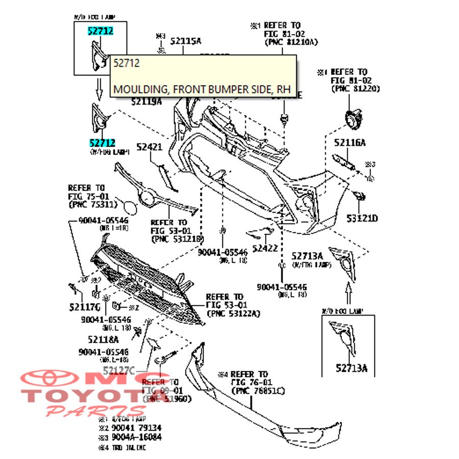 Garnish Cover Tutup Fog Lamp Foglamp Kanan Agya Ayla New 52712-BZ470