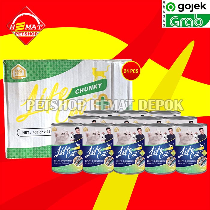 GOSEND Makanan Kucing Life cat Plus Wet Food Kaleng Dus 24Pcs 400gr