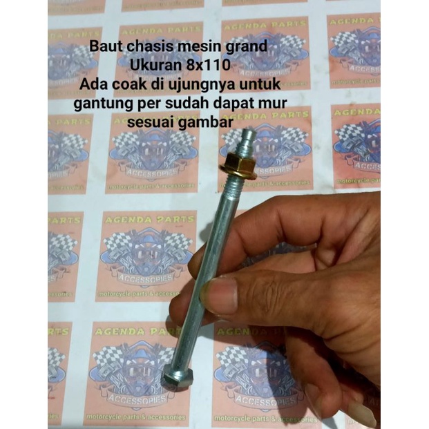 Baut chasis mesin grand supra Ukuran 8x110+mur