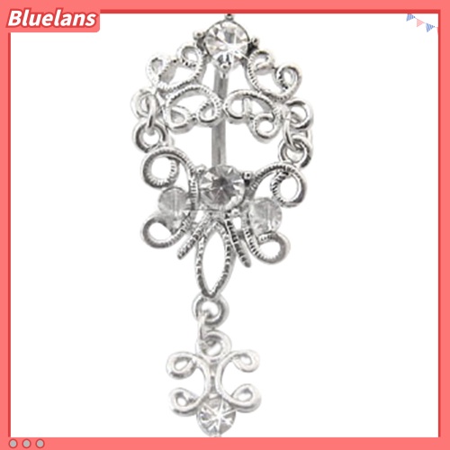 Bluelans Lady Body Piercing Jewelry Belly Dance Rhinestone Dangle Navel Barbell Ring