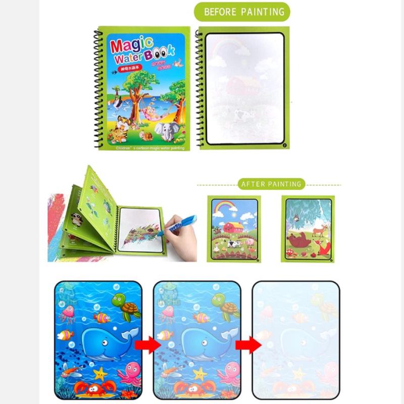 Buku Mewarnai Handmade Dengan Pena Air Ajaib Untuk Anak Tk