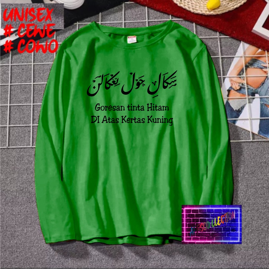 COD/ KAOS GORESAN TINTA HITAM  SANTRI /KAOS TULISAN/KAOS SANTRI KEKINIAN/KAOS DAKWAH/KAOS ISLAM/SANTRIWATI/KAOS HITS 2022/KAOS BERGAMBAR KAOS EKSPRESI KAOS PRIA TSHIRT WANITA Santai Crew Neck V-Neck Slim-fitting Polos Setrip Hitam Putih Crew Neck