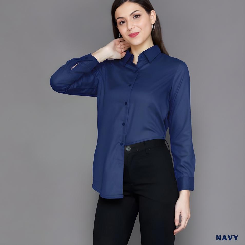 Harga Termuraah Baju Kemeja Wanita Polos Lengan Panjang Formal Kerja Kantor Warna Putih Hitam Atasan