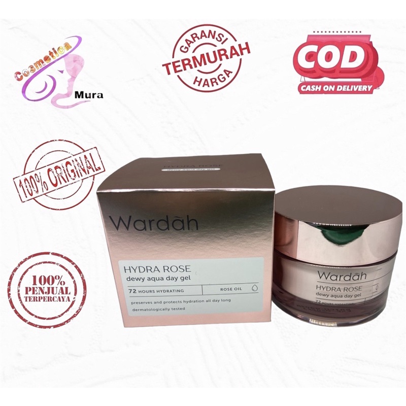 [ day cream 40 g ] wardah hydra rose dewy aqua day gel 40 g // wardah krim siang hydra rose