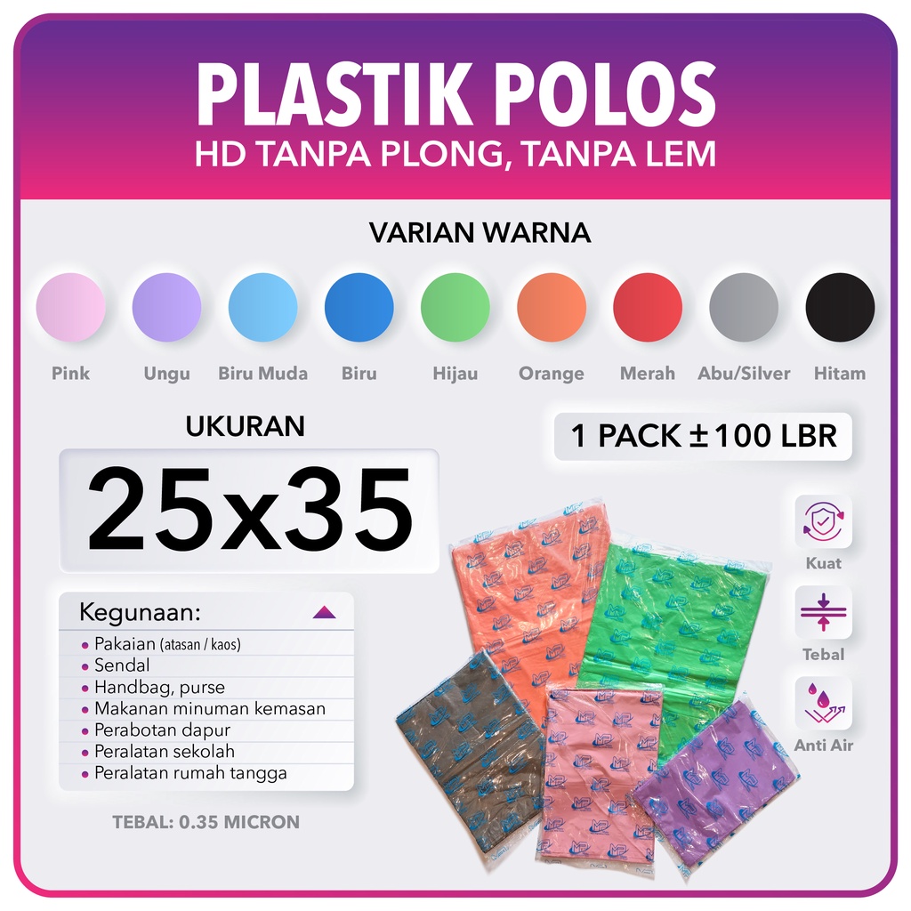 Kantong Plastik Tanpa Plong Polos 25X35/ Plastik Packing /Plastik Olshop/ Plastik Tanpa Plong
