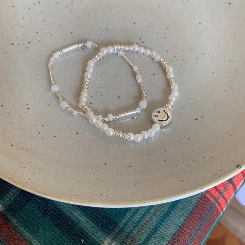 2pcs / Set Gelang Manik-Manik Nasi Handmade Elastis Gaya Korea Untuk Pasangan