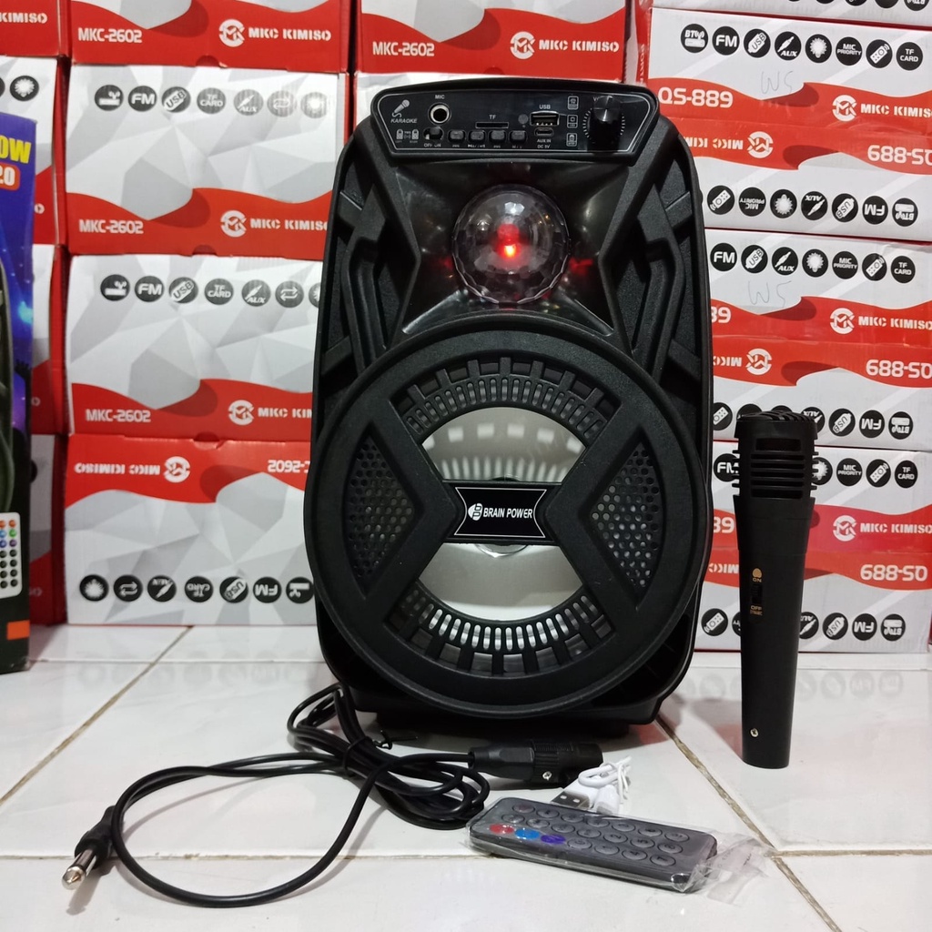 Speaker Bluetooth Portable Power brain QS-3603 Bonus Microphone 6.5 Inchi