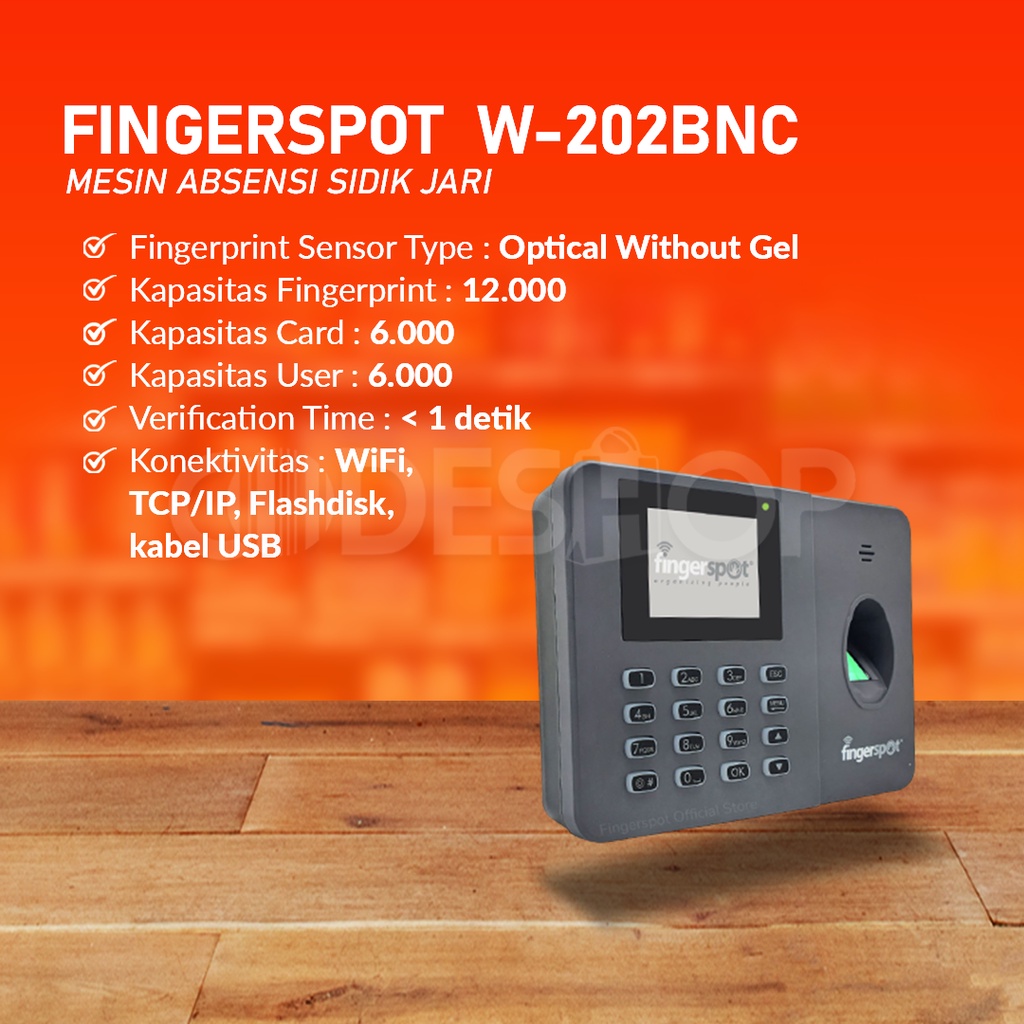 Fingerspot W-202BNC Mesin Absensi Sidik Jari Fingerprint