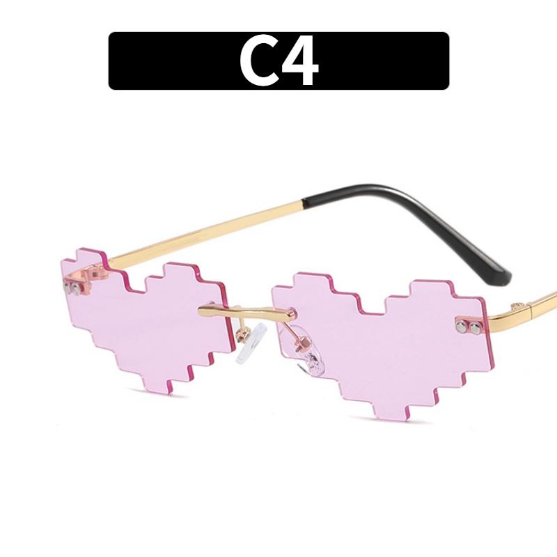 (YUZHU) Western Fashion Sweet Cool Hot Girl Love Sunglasses New Fashion Funny Mosaic Sunglasses