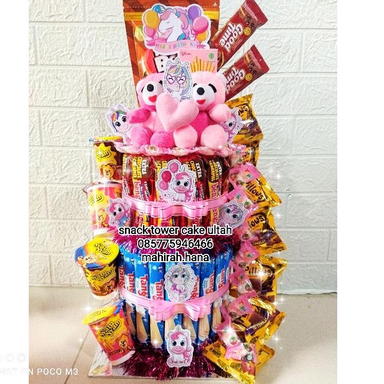 

kodeMm3M7--(Link Ekspedisi) snack tower - snack cake - snack tart - cake snack parcel ultah - bucket snack birthday
