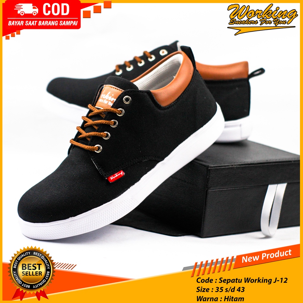 Sepatu Pria Wanita Fashion Keren Korea Kasual Sneakers Working J-12 Santai Size 36-43