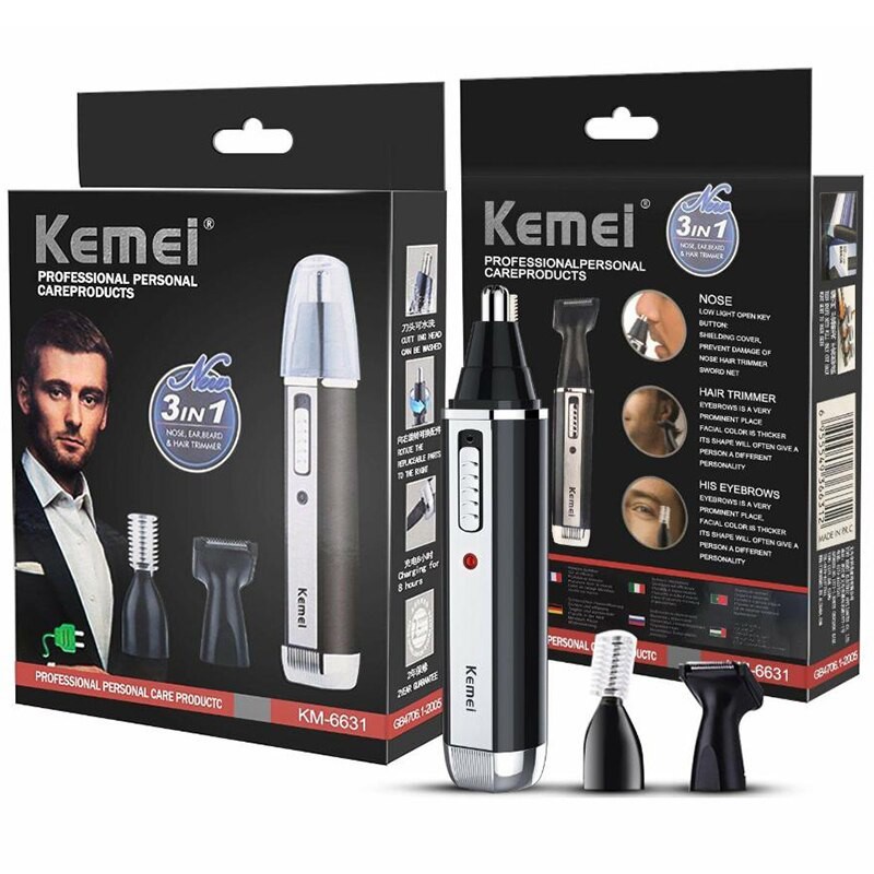 KEMEI Nose Trimmer 3 in 1 Alat Cukur Bulu Hidung Alis Kumis Jenggot KM-6631