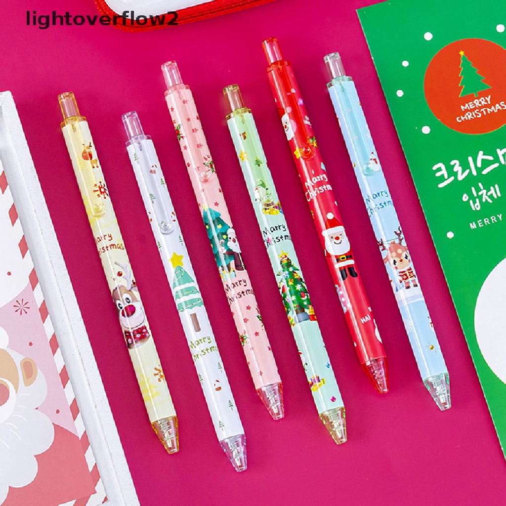 (lightoverflow2) 1 / 6pcs Pulpen Tinta Hitam 0.5mm Bisa Ditarik Untuk Sekolah / Kantor