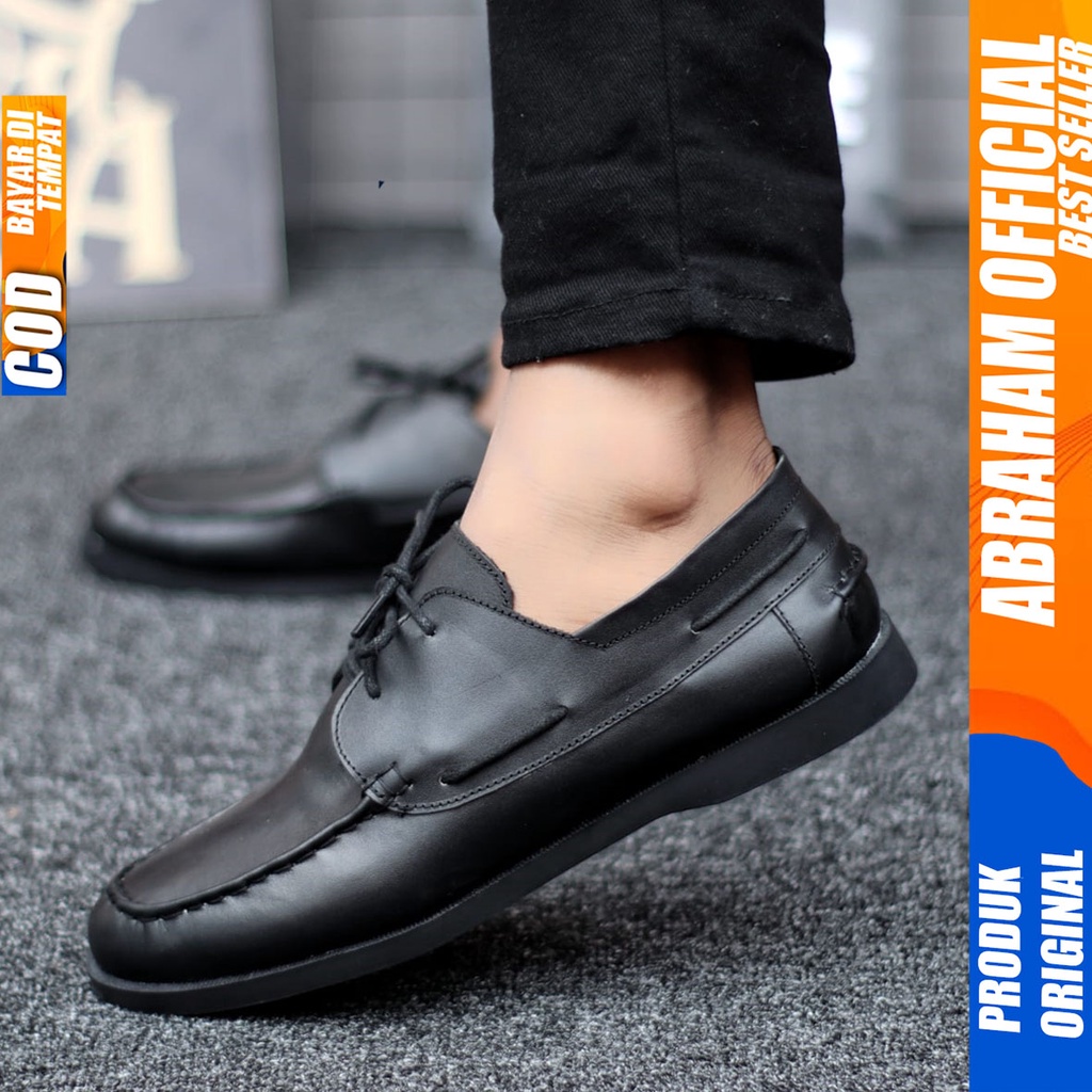 Sepatu Pantofel Kulit Asli Hitam Formal Kerja Kantor Pria Abraham Domin