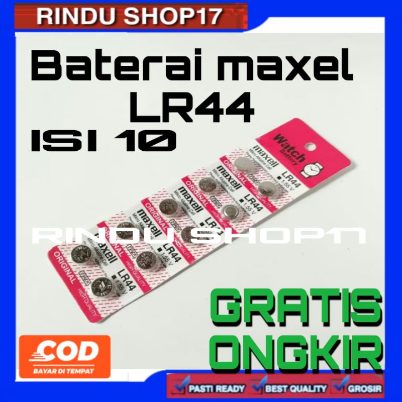 (RS)BATRE BATERAI MAXEL LR44 ISI 10 PCS 1.5VOLT