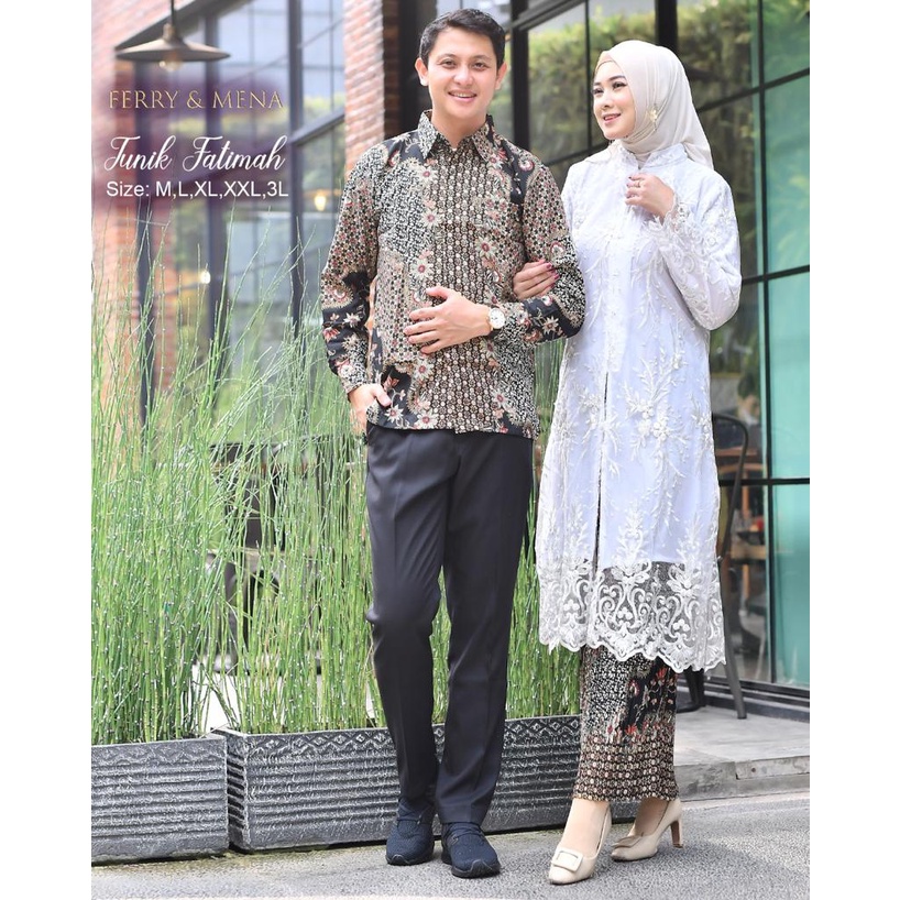 Kebaya couple brukat tille busui friendly kancing seribu Kebaya modern batik couple Kebaya wisuda lamaran pernikahan Size M L XL XXL 3L