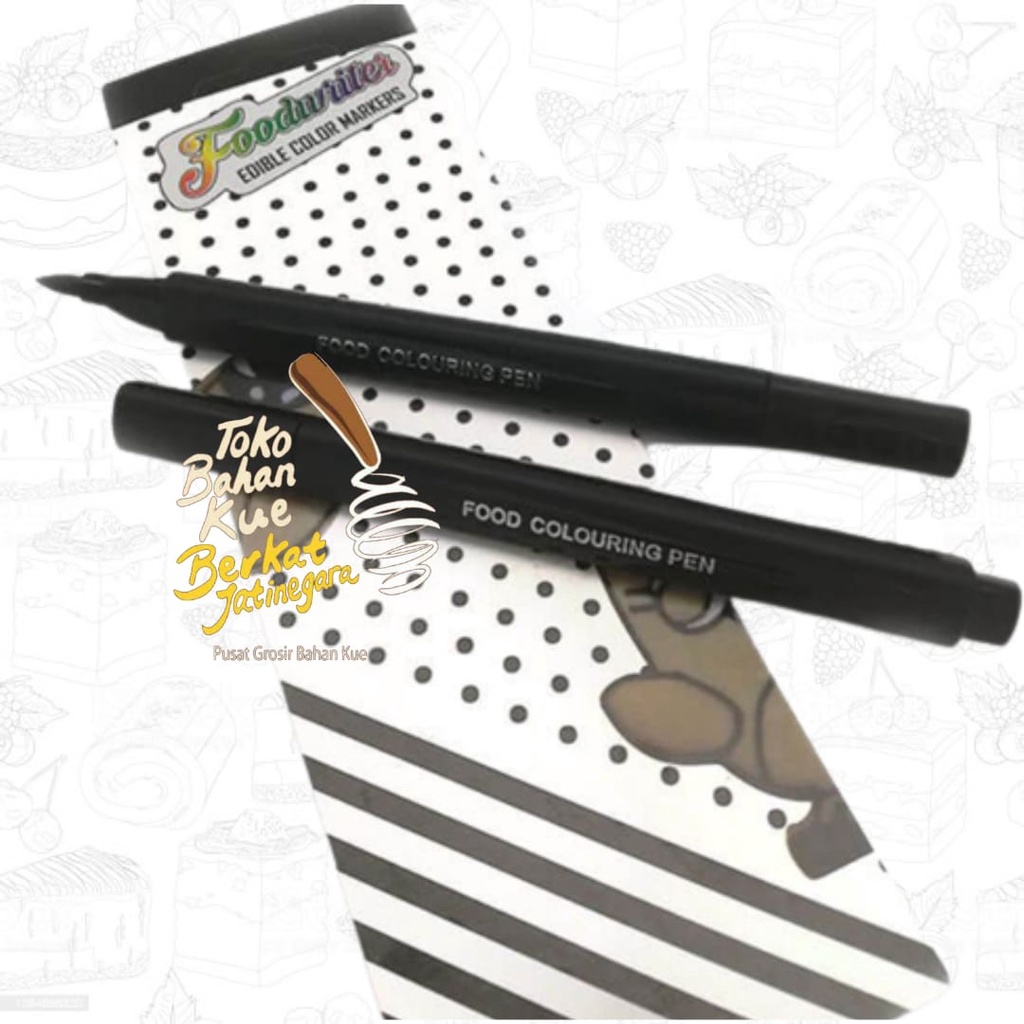EDIBLE PEN FOOD GRADE BLACK / EDIBLE SPIDOL FONDANT ICING HITAM / WRITER PEN DEKORASI KUE / COOKIES MARKER / COOKIES LETTERING / PCS