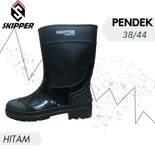 SEPATU BOOTS KARET SKIPPER RAIN BOOT PENDEK PRIA WANITA ANTI AIR - 38
