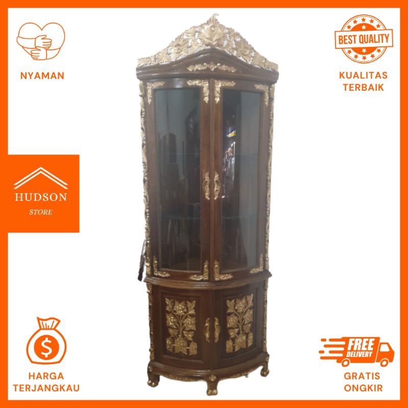 Lemari Sudut / Buffet Sudut / Lemari Kaca / Lemari Pajangan