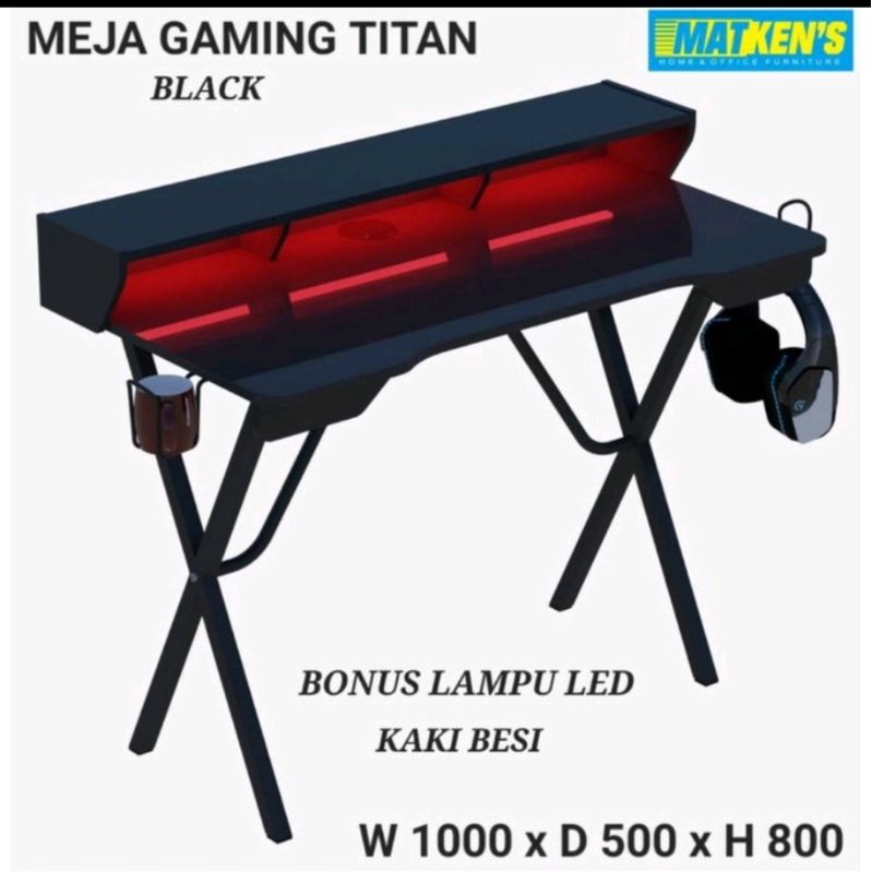 meja gaming titan matken's desk table meja komputer