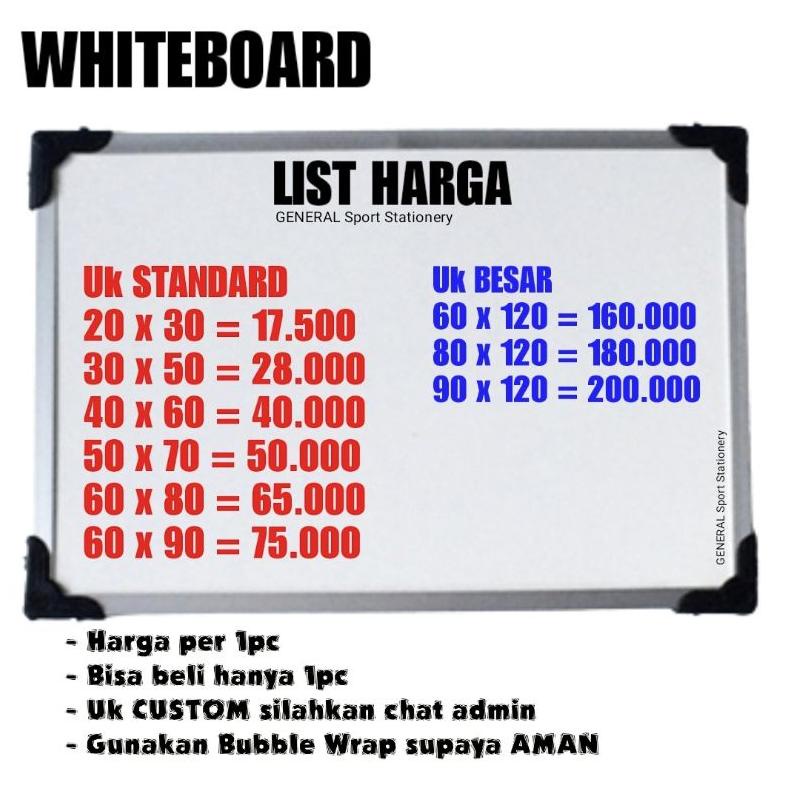 

PRODUK- PAPAN TULIS / WHITE BOARD 40X60 WHITEBOARD .