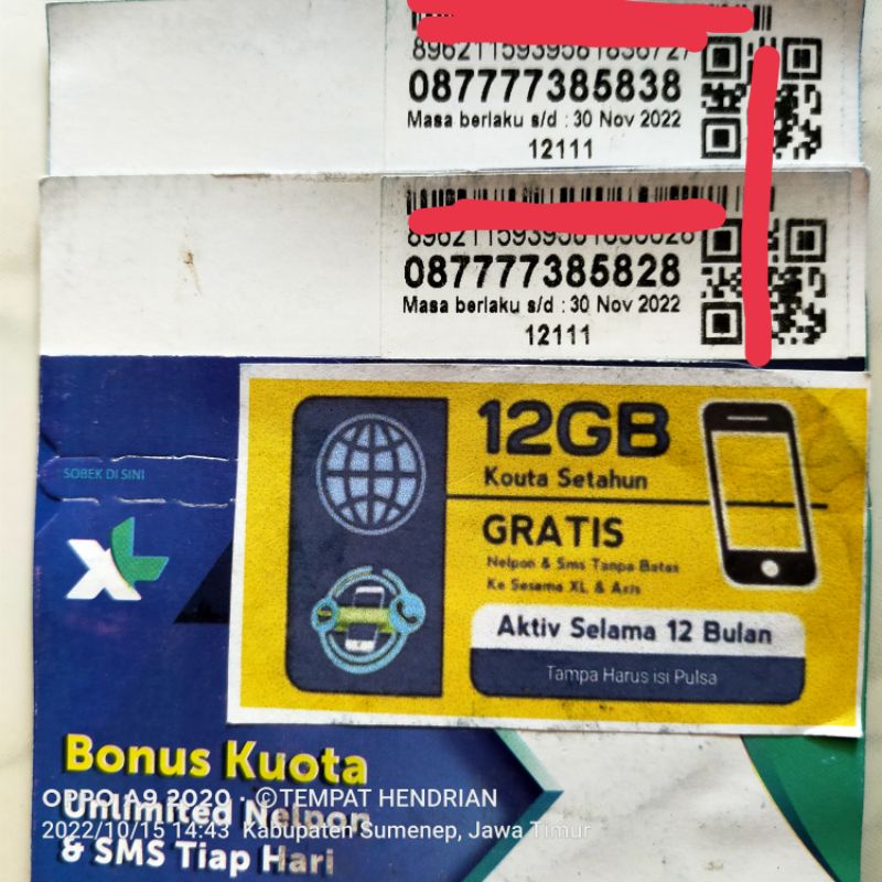 Nomor Cantik Couple Kartu XL Bundling Masa Aktif 1 Tahun