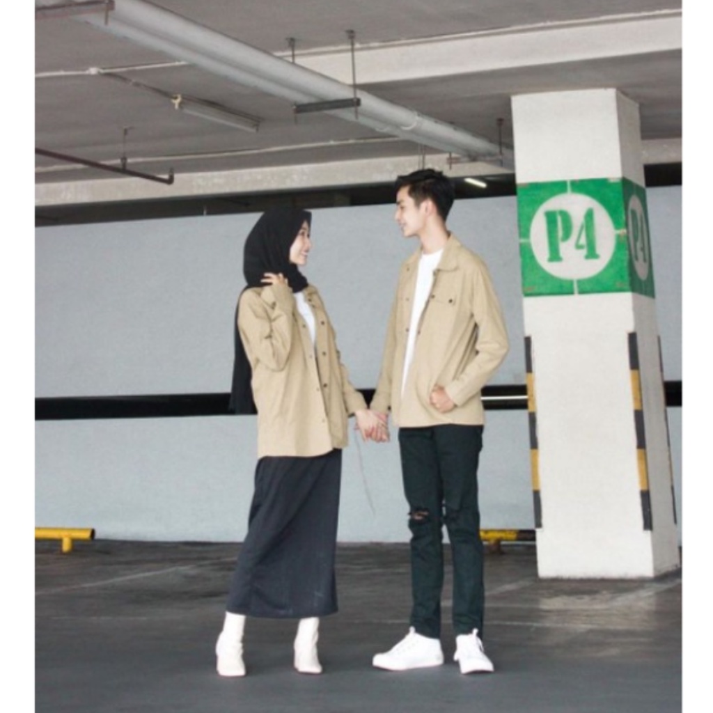 Kemeja Outer Couple Set Korean Style - Kemeja Oversize Pria Wanita - Baju Couple Terbaru Kekinian