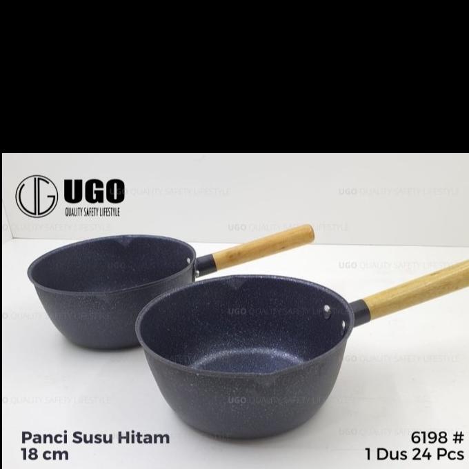 TERBARU UGO Panci Susu Hitam Enamel 18 cm Masak Mie Kuah Soup Sup /PERALATAN MASAK SET/PANCI PRESTO/